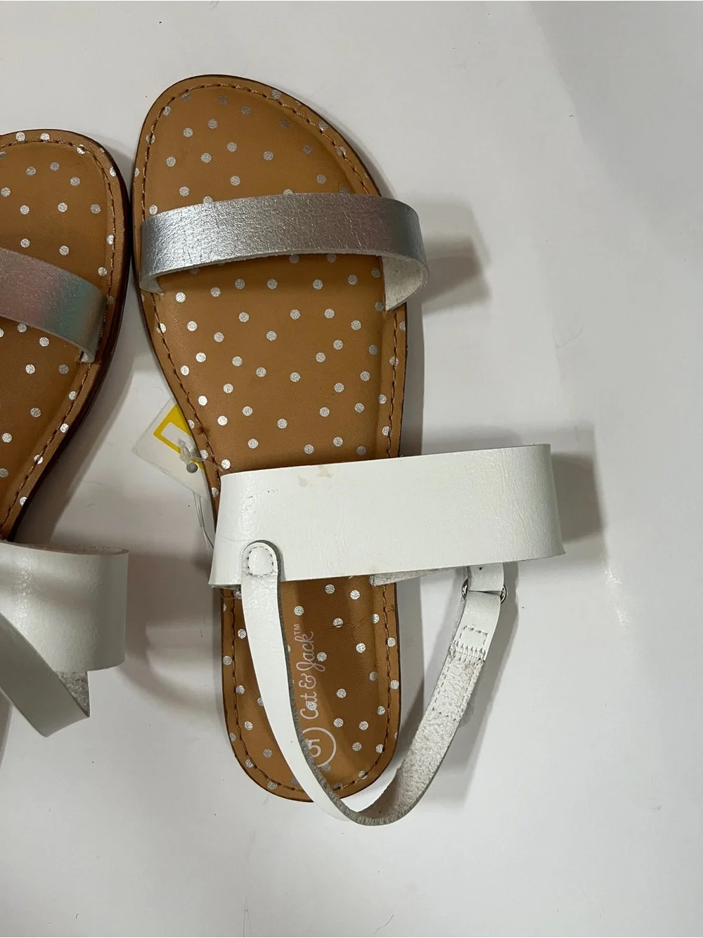 Cat & Jack White and Silver Girls' Polka Dot Sandals